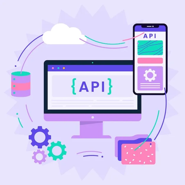 Illustration representing Progressive Web Apps technology with a smartphone, cloud icons, and app interface elements.