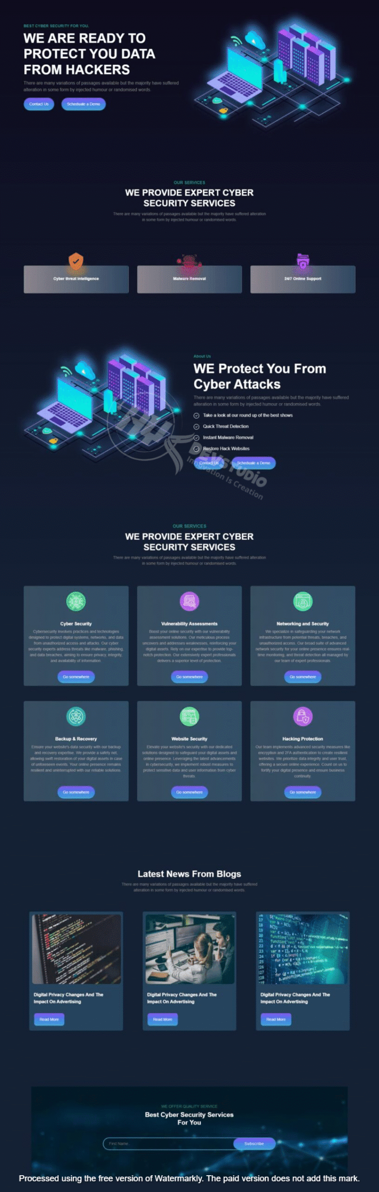 Portfolio showcasing a cybersecurity website design with advanced features and secure, modern layouts for tech-focused businesses.