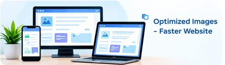 Responsive website displayed on desktop, tablet, and mobile