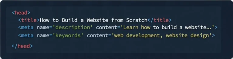 HTML meta tags and SEO-friendly code for optimizing a website