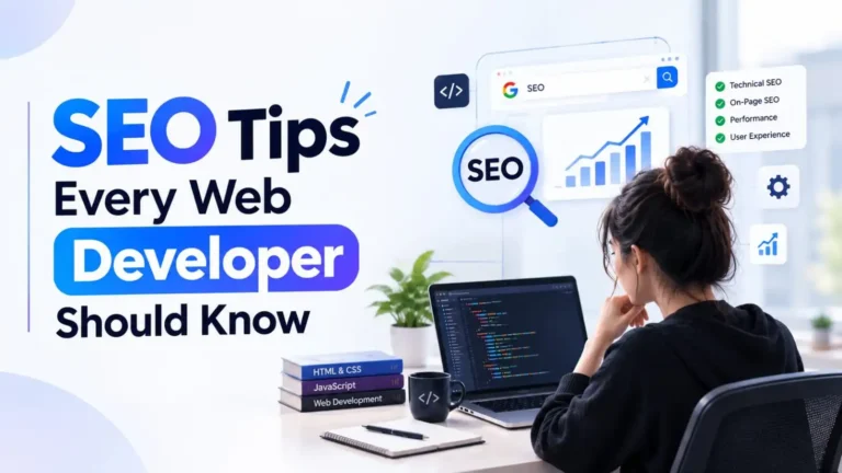 Web developer analyzing SEO performance and website traffic