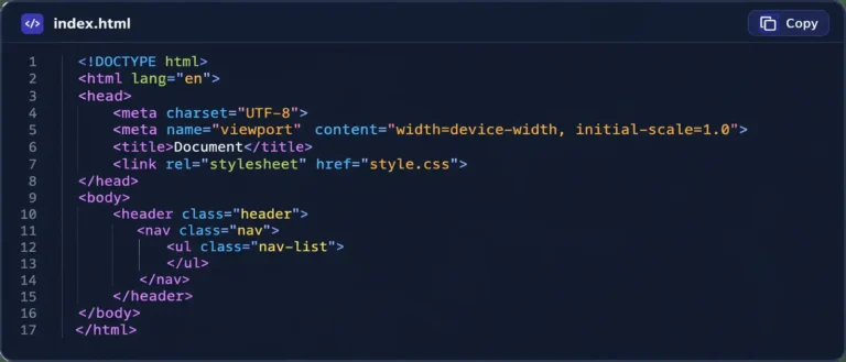 HTML and CSS code displayed during the website development process