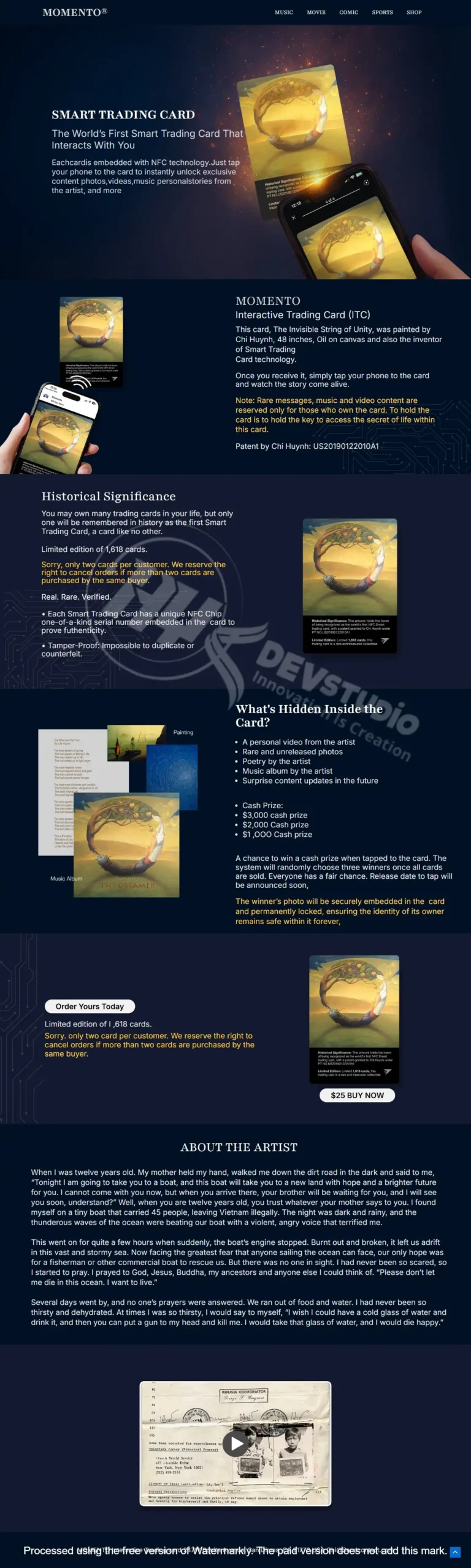 Card Diamond Momento interactive smart card with luxury diamond-themed design