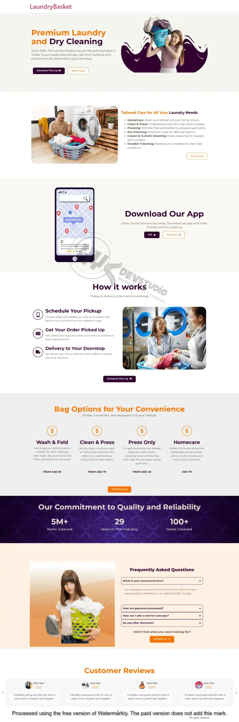 Portfolio showcase of The Laundry Basket website design featuring modern, user-friendly layouts for laundry and cleaning services.