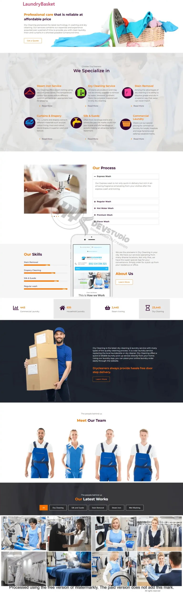 Portfolio showcase of The Laundry Basket 2 website design featuring modern, user-friendly layouts for laundry and cleaning services